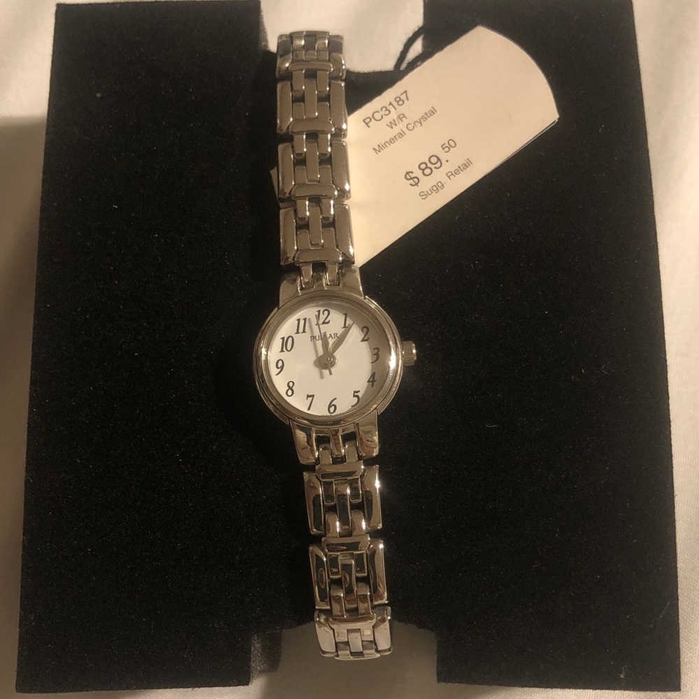 Silver Watch with White Dial